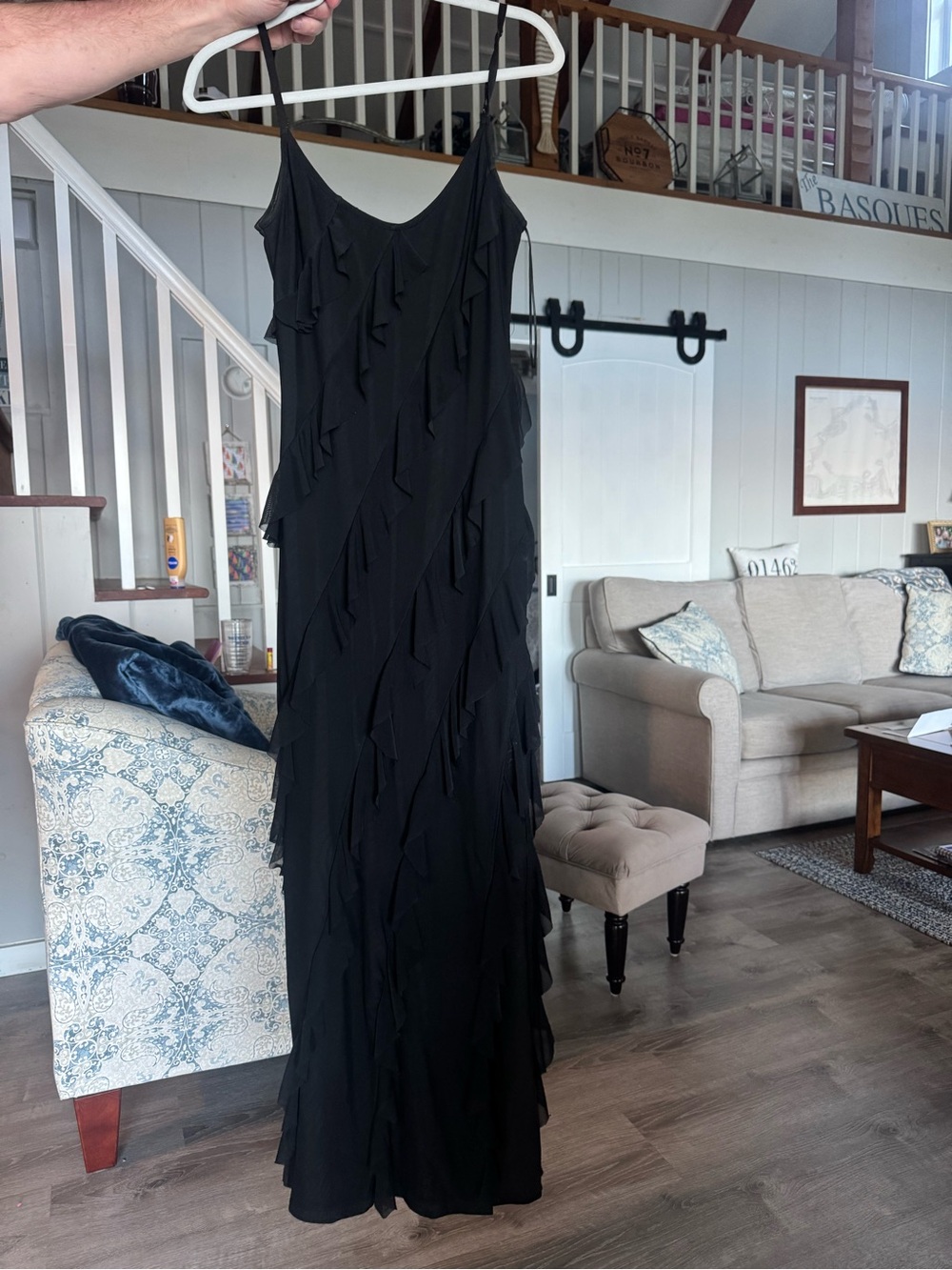 12th Tribe Black Ruffle Maxi Dress